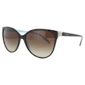 Tiffany & Co Havana Brown and Blue Cat Eye Sunglasses with Crystals 4089B
